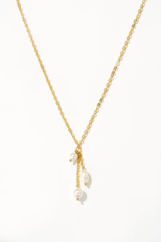 Vintage Gold Necklace-Jennifer Pearl Drop Necklace