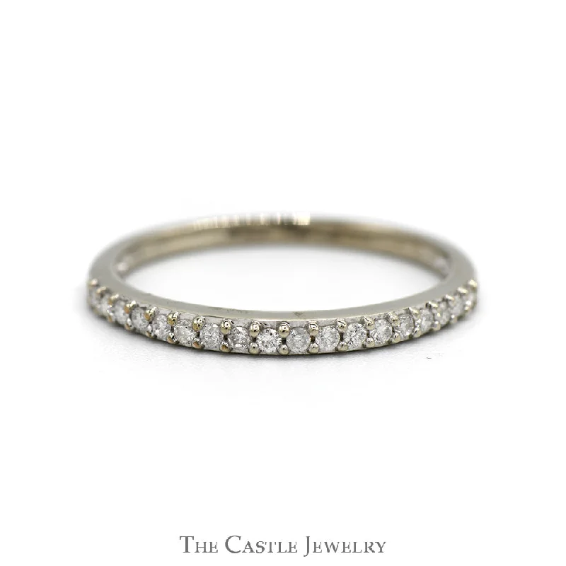 Vintage Engagement Ring with Diamonds-1/4cttw Round Diamond Wedding Band in 10k White Gold