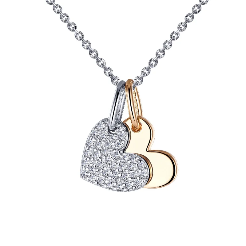 Pendant Necklace with Birthstone-Lafonn Simulated Diamond Heart Shadow Pendant Necklace P0215CLT20