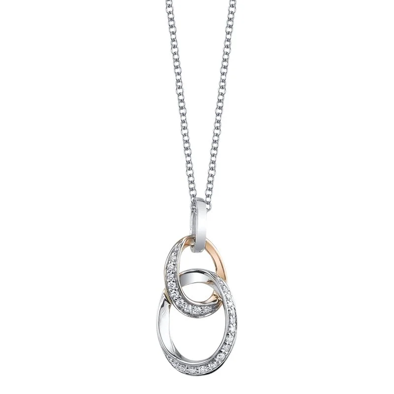 Luxury Wedding Necklace-14K Two-Tone Gold 0.12ct. Swirling Diamond Fashion Necklace