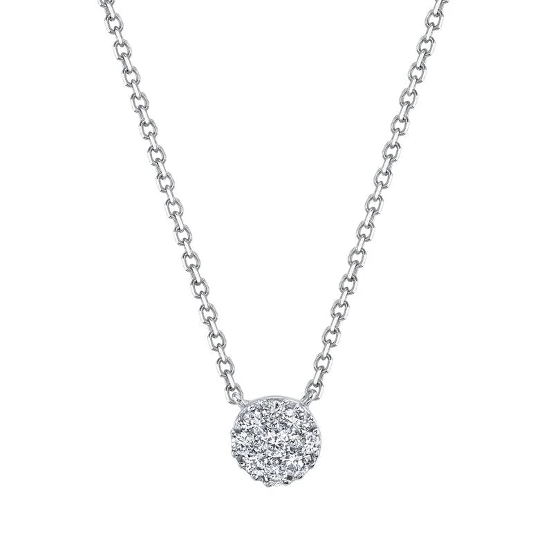 Beautiful Diamond Necklace-14K White Gold 0.12ct. Diamond Cluster Fashion Necklace