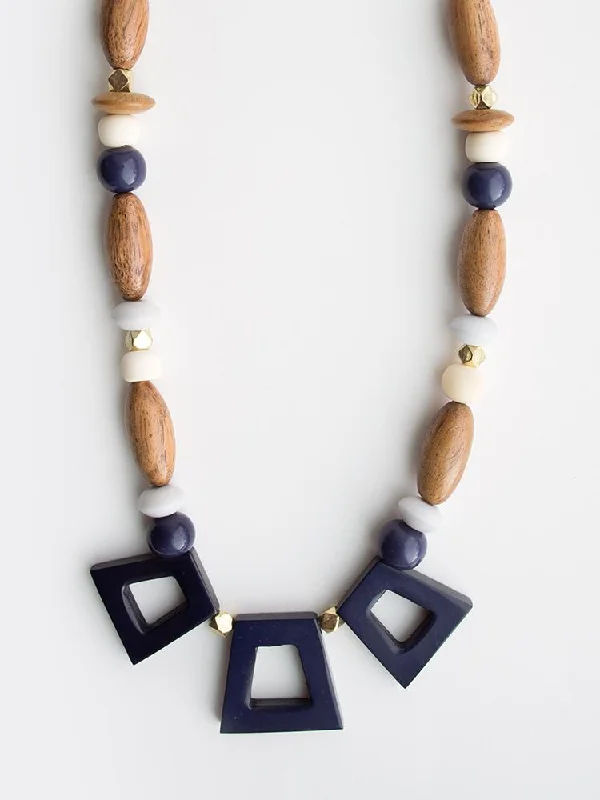 Simple Gemstone Necklace-Kolkata Necklace - Blue