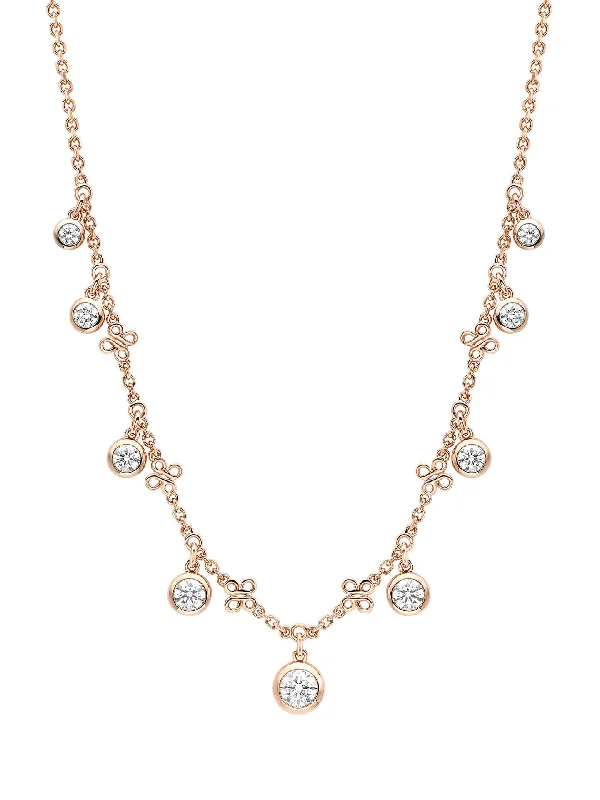 Bridal Necklace with Rubies-Beach Rose Gold Diamond Necklace