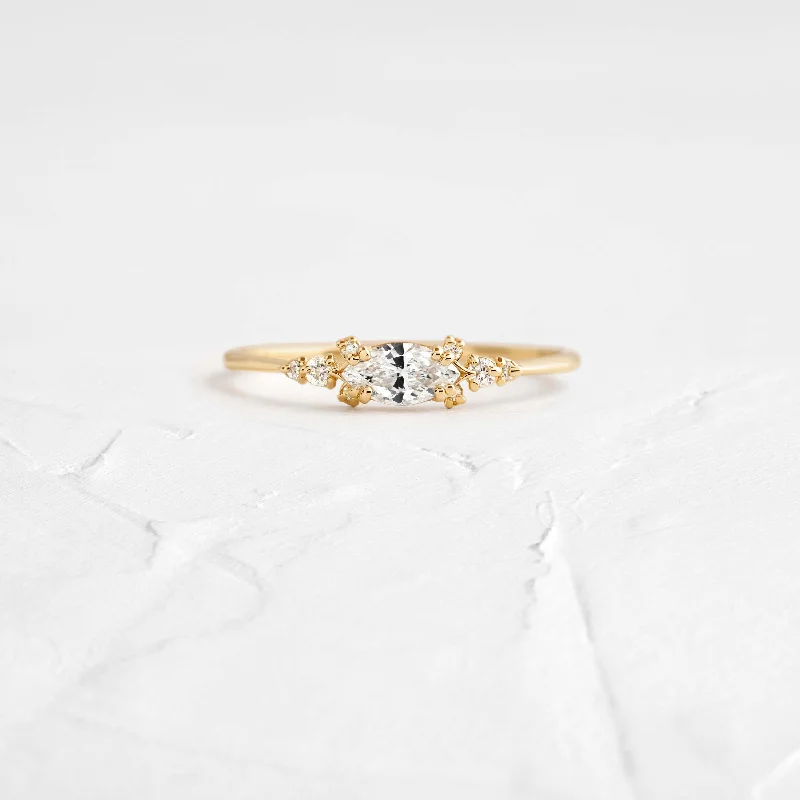 Sparkling Gold Engagement Ring-Eyelet Ring