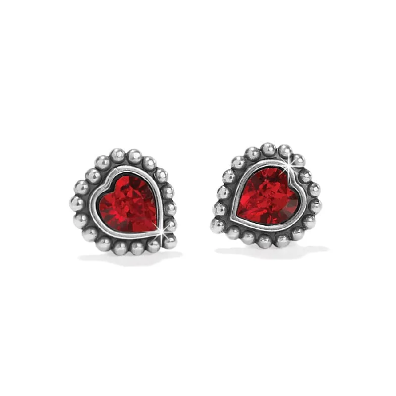 Dainty Gold Earrings-Brighton | Shimmer Heart Mini Post Earrings in Red Crystal