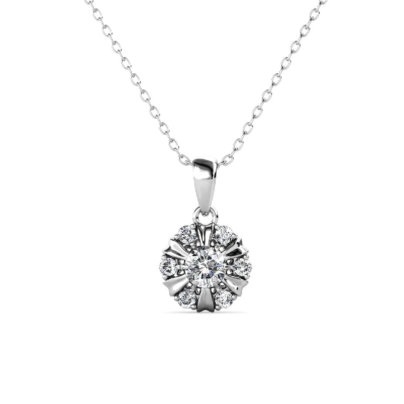 Customizable Pendant Necklace-Millie 18k White Gold Plated Necklace with Swarovski Crystals