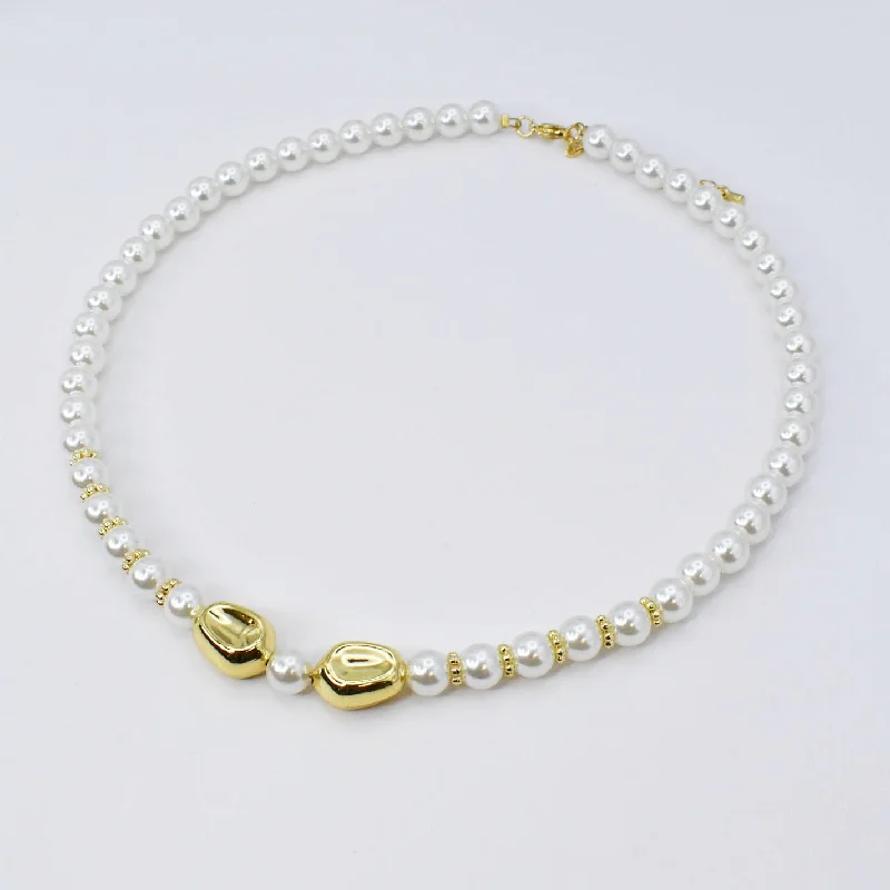 Fashionable Layered Necklace-Pearly Golden Belle Necklace R15