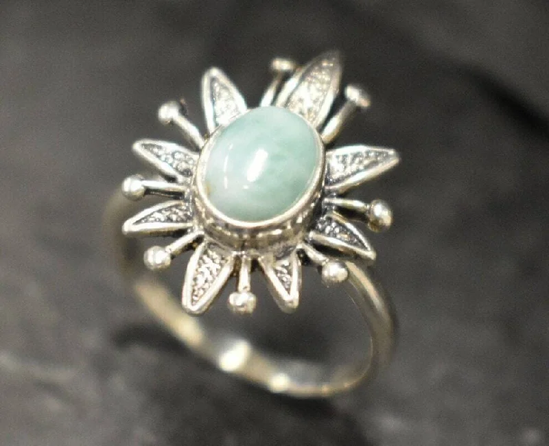 Personalized Diamond Engagement Ring-Larimar Ring - Blue Flower Ring - Sun Statement Ring