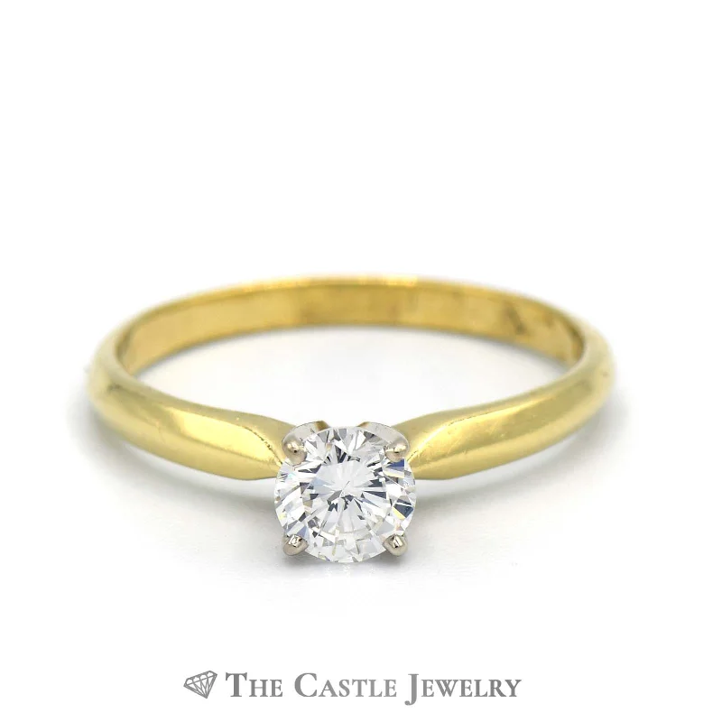 Stunning Gemstone Wedding Band-Round Brilliant Cut 1/2ct Diamond Engagement Ring SI1 G/H in 18K Yellow Gold