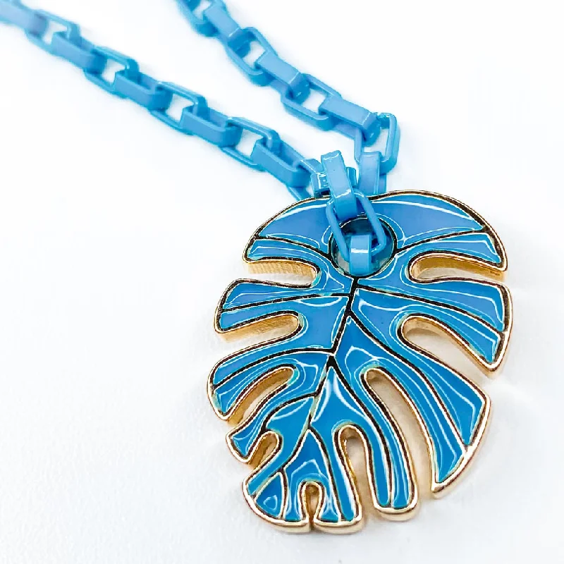 Heart Shaped Necklace-Blue Palm Necklace N3