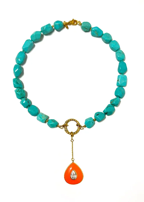 Turquoise with Orange