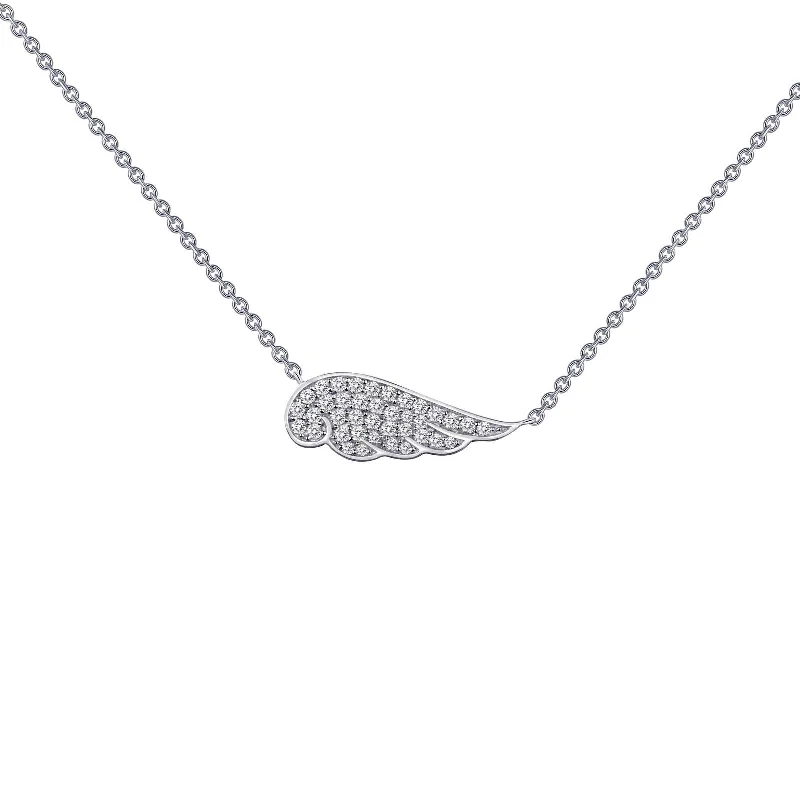 Trendy Custom Necklace-Lafonn Simulated Diamond 0.33ct Angel Wing Necklace N0018CLP