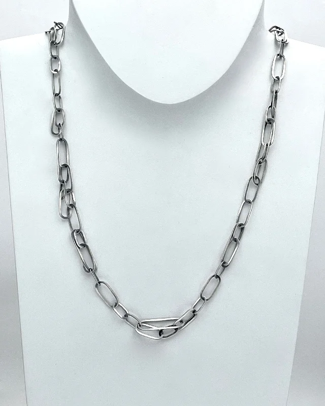 Double Chain Necklace-Heather Guidero Carved Oval Tangle Necklace