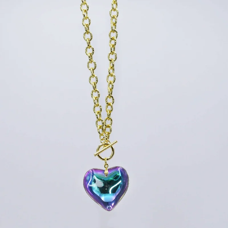 Modern Pendant Necklace for Women-Blue/Purple Enchanted Heart Necklace C-27