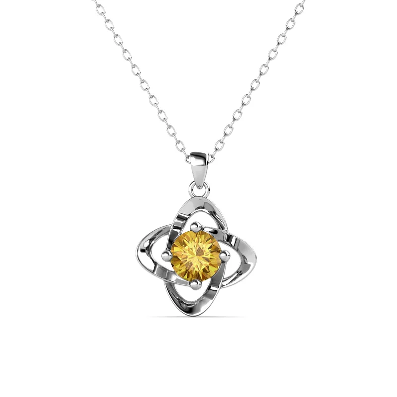 Diamond and Gold Necklace-Infinity November Birthstone Citrine Necklace 18k White Gold Plated Silver Birthstone Necklace with Swarovski Crystal