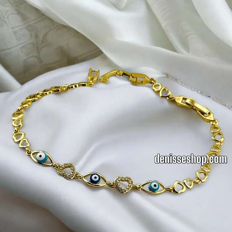 Custom Engraved Silver Bracelet-14K EVIL EYE MULTICOLOR BRACELET BR530