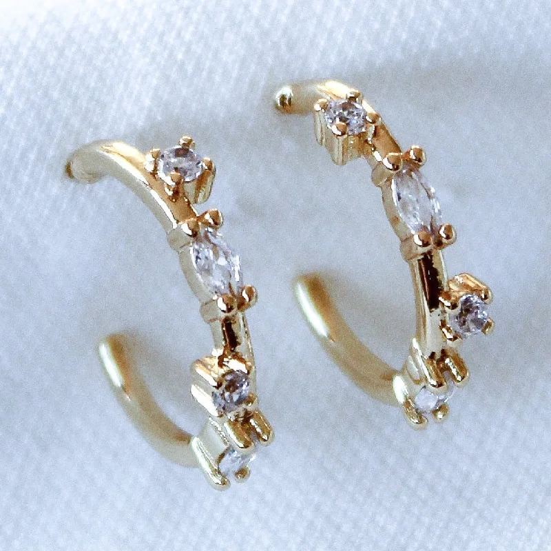 Elegant Earrings for Special Occasions-Kinsey Designs | Chase Gold Tone Mini Hoop Earrings with CZ Crystal Accents