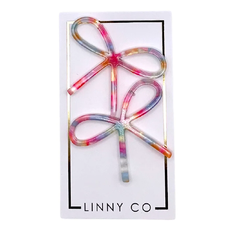 Fashionable Stud Earrings-Linny Co | Lola Bow Earrings in Pink Sprinkles