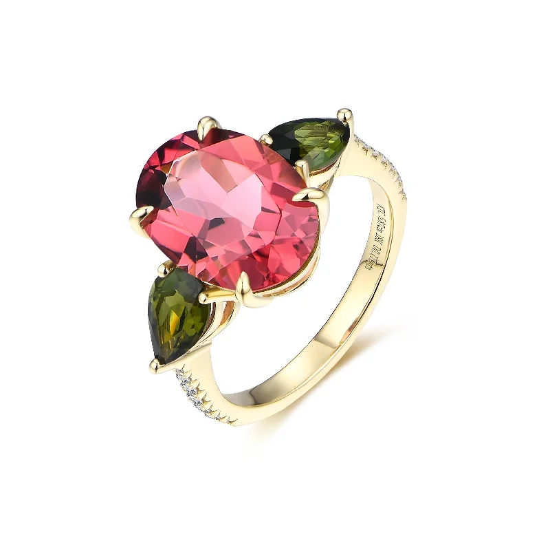 Wedding Band with Diamonds-Lily Multi Tourmaline Ring