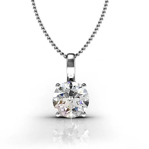 Gorgeous Gemstone Necklace-Araylia 18k White Gold Plated Necklace with Solitaire Round Cut Swarovski Crystal