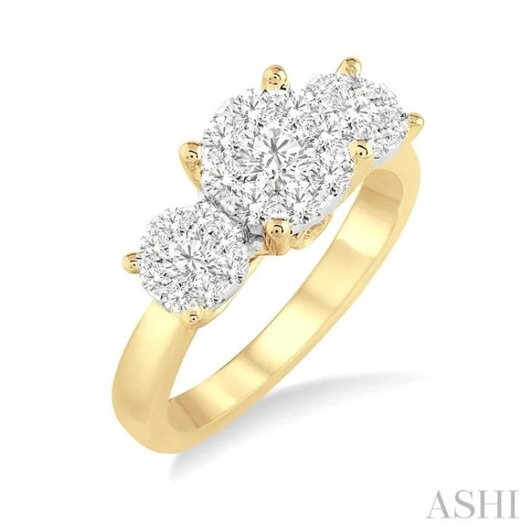 Unique Wedding Ring Set-3/4 Ctw Lovebright Round Cut Diamond Ring in 14K Yellow and White Gold