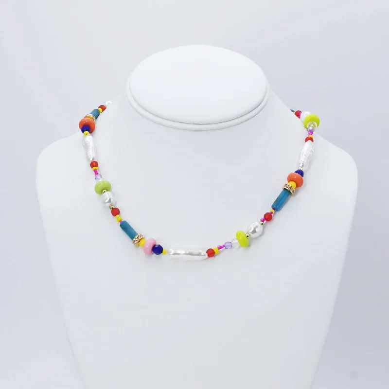 Colorful Beaded Necklace-Bead and Bloom Necklace N51