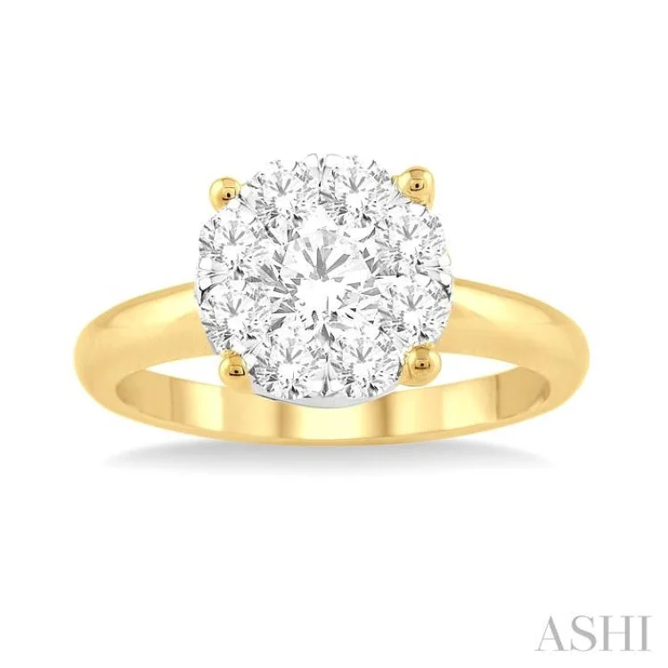 Men's Custom Wedding Ring-3/4 Ctw Lovebright Round Cut Diamond Ring in 14K Yellow and White Gold