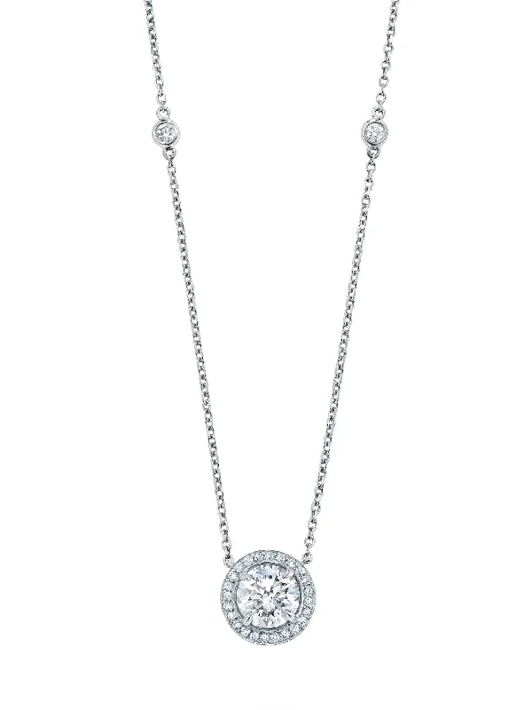 Women’s Layered Necklace-Vintage Round Brilliant Cut Diamond Pendant