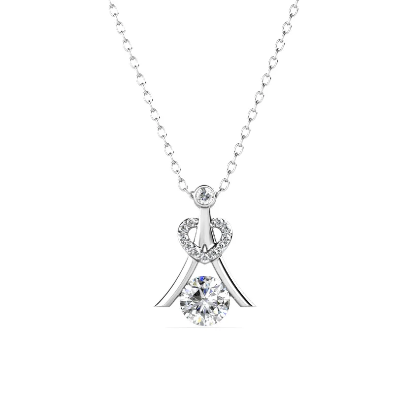 Delicate Chain Necklace-Serenity April Birthstone Diamond Necklace 18k White Gold Plated Silver Necklace with Round Cut Swarovski Crystals