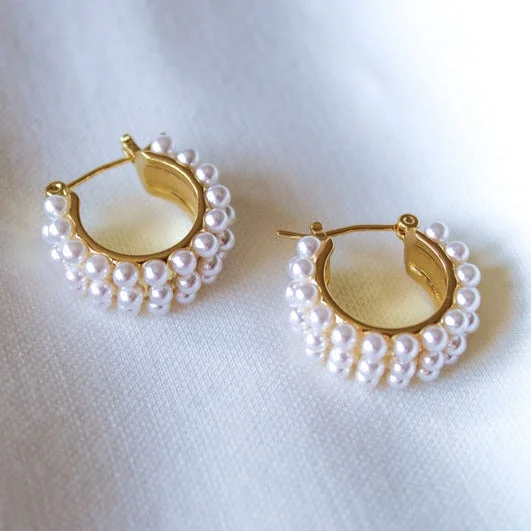 Boho Hoop Earrings-Kinsey Designs | Hailey Gold Tone and Pearl Hoop Earrings