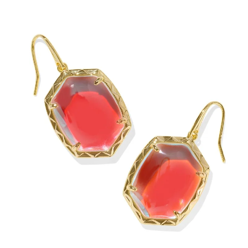 Gorgeous Diamond Earrings-Kendra Scott | Daphne Gold Drop Earrings in Dichroic Glass