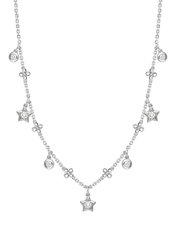 Trendy Necklace for Special Occasions-Beach Star Diamond Platinum Necklace