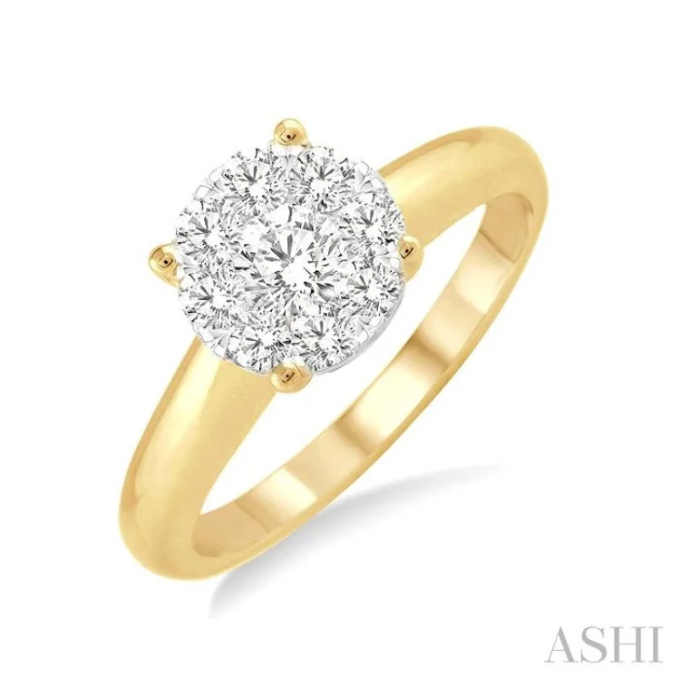 Wedding Band for Bride-1/8 Ctw Lovebright Round Cut Diamond Ring in 14K Yellow Gold