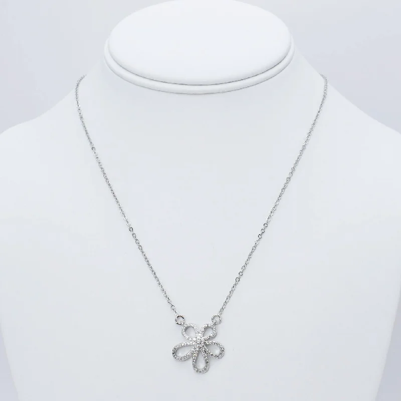 Trendy Necklace for Special Occasions-Flower Power Silver Necklace