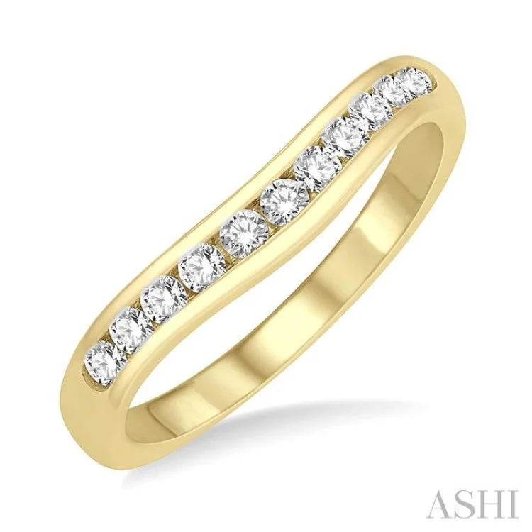 Custom Name Ring-1/3 Ctw Round Cut Diamond Inlay Wedding Band in 14K Yellow Gold