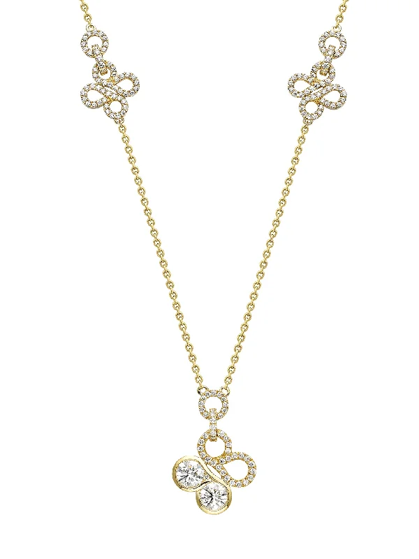 Unique Bridal Necklace-Be Boodles Large Yellow Gold Diamond Pendant