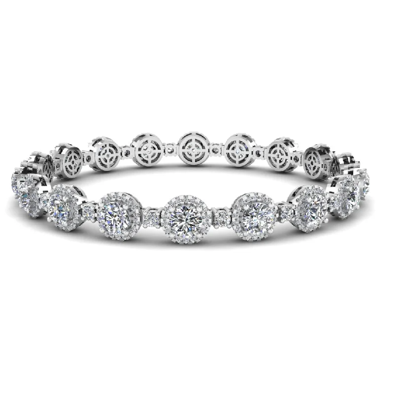 Classic Charm Bracelet for Women-Round Brilliant Shape Halo 8.5 Carat Diamond Bracelet BRHARB