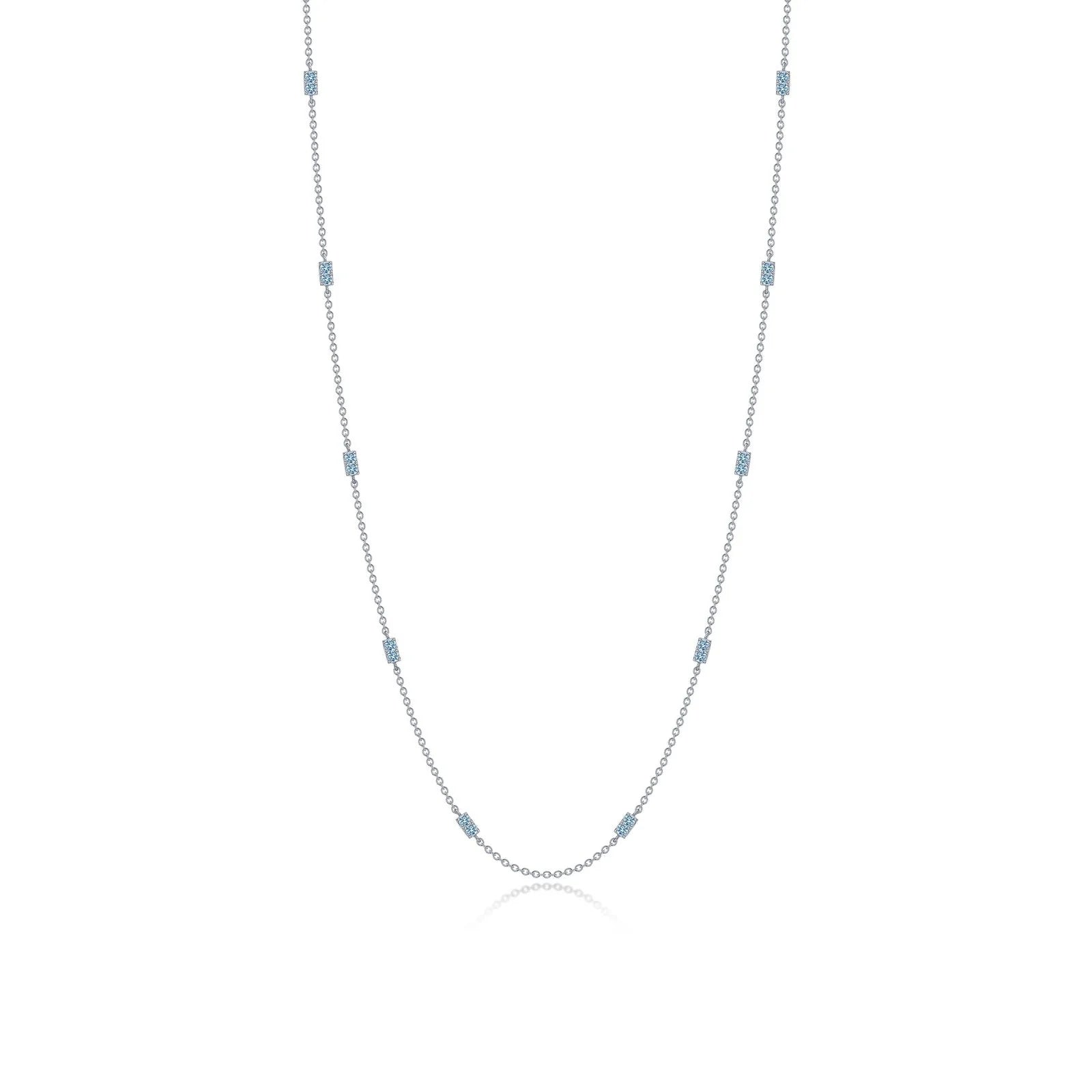 Elegant Wedding Necklace-Lafonn Simulated Diamond & Blue Topaz Adjustable Station Necklace N0321BTP18