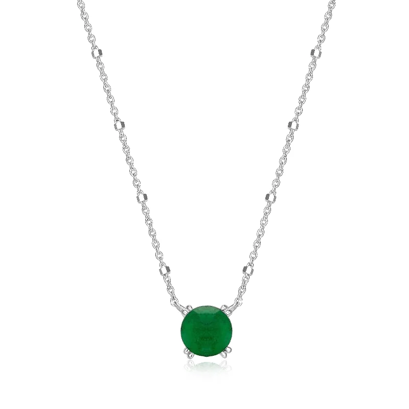 Custom Initial Pendant Necklace-Samuel B. Emerald Solitaire Birthstone Sparkle Necklace - May