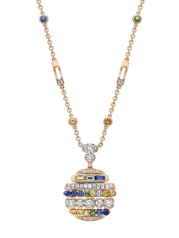 Classic Layered Necklace-The Boodles National Gallery Collection - Play of Light Rose Gold Sapphire Pendant