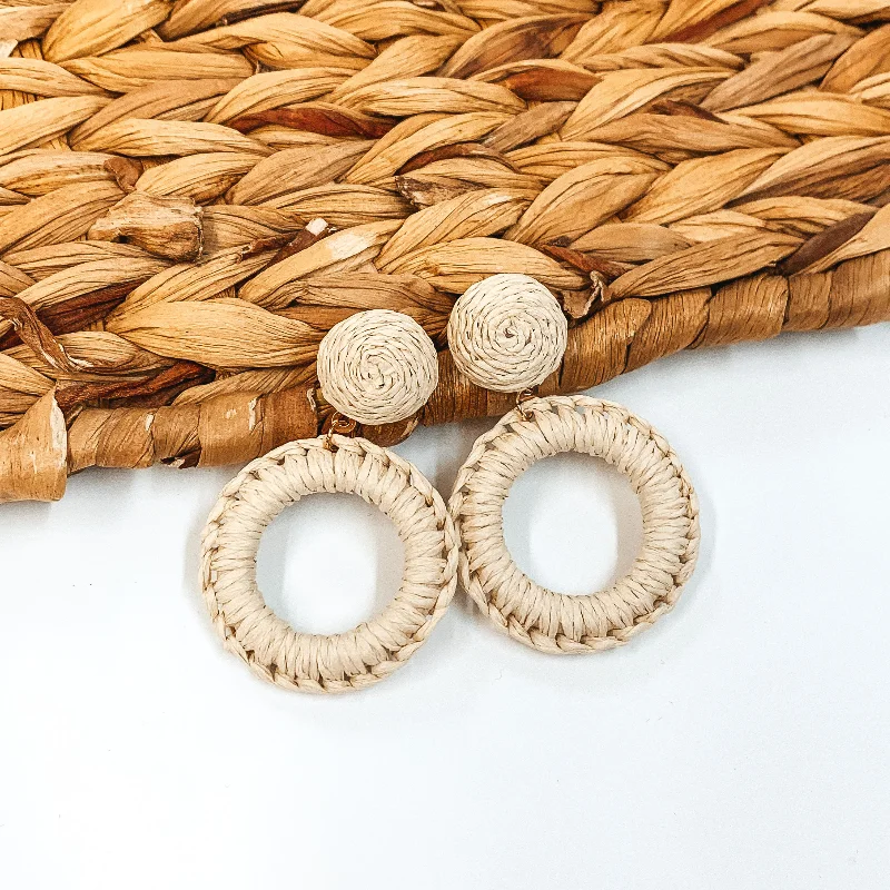 Minimalist Stud Earrings-Island Ties Wrapped Hoop Earrings with in Beige