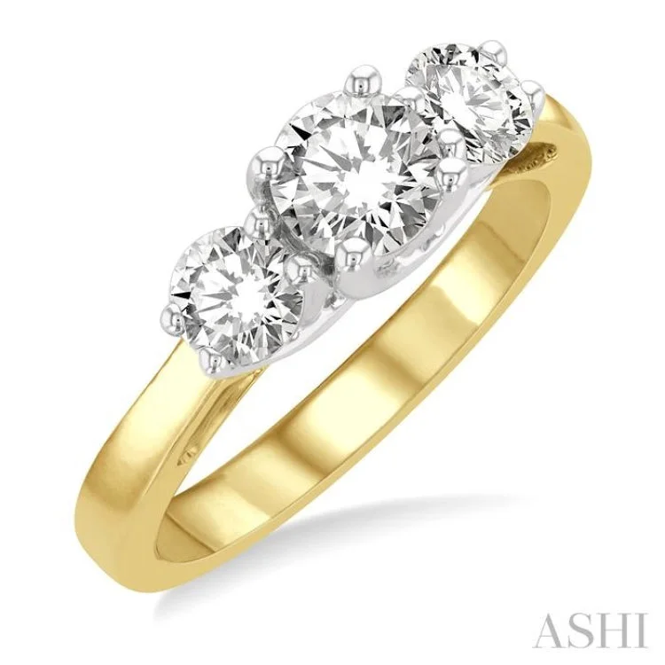 Simple Gold Wedding Band-1.25CTRDDM THREE STONE RG YW 14K-G*