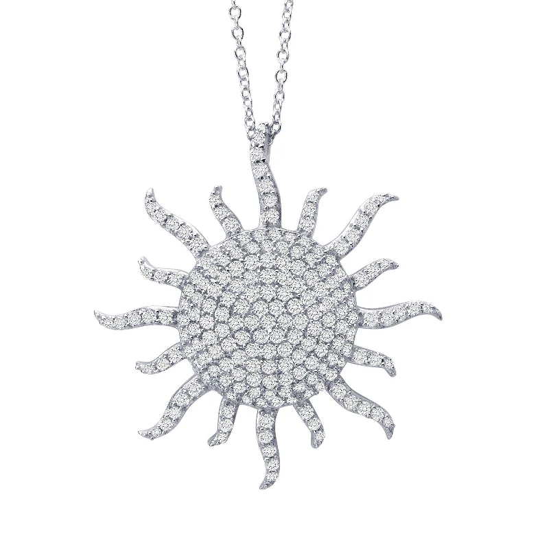 Elegant Crystal Pendant Necklace-Lafonn Simulated Diamond Sunburst Pendant Necklace P3001CLP