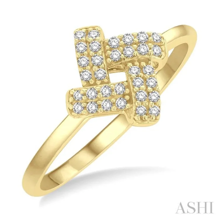 Unique Gold Ring-1/10 ctw Petite Interwoven Round Cut Diamond Fashion Ring in 10K Yellow Gold