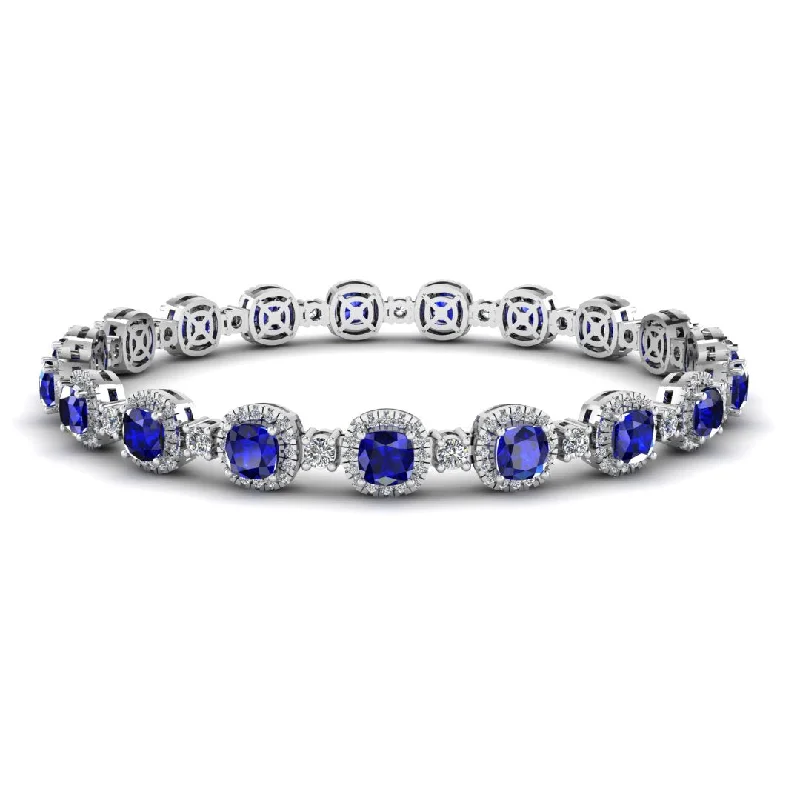 Fashionable Gemstone Bracelet-Cushion Shape 8.5 Carat Sapphire Featuring Diamond Halo Bracelet BRHACCS