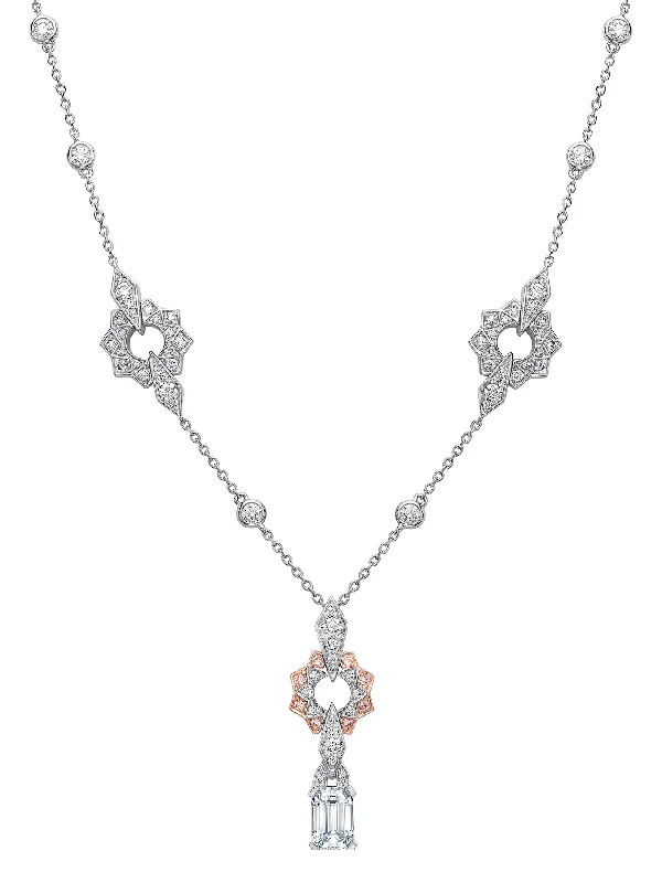 Modern Wedding Necklace-Peace of Mined Pink Diamond Pendant