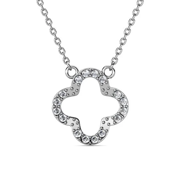 Gold Chain Necklace for Women-Cassandra 18k White Gold Plated Necklace with Swarovski Crystals