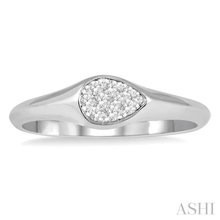 Personalized Engagement Ring-1/10 ctw Pear Shape Lovebright Diamond Ring in 14K White Gold