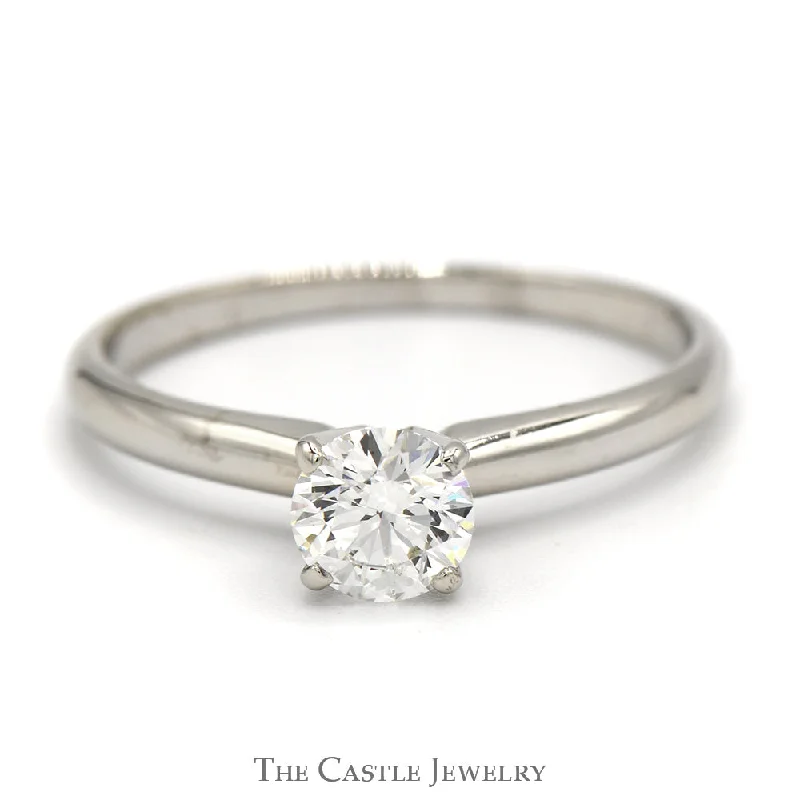 Personalized Gemstone Ring-.53ct Round Diamond Solitaire Engagement Ring in 14k White Gold Tiffany Mounting