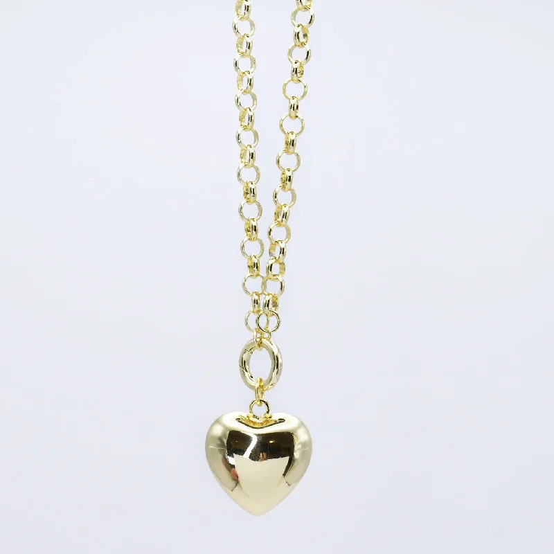 Personalized Pendant for Weddings-Dainty Chain Puffy Heart Necklace J19